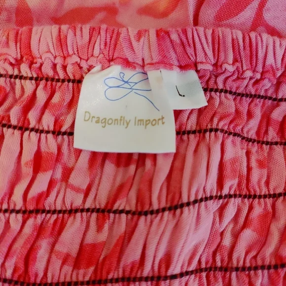 DRAGONFLY IMPORT HALTER NECK SMOCKED DRESS, PINK L - Picture 6 of 7
